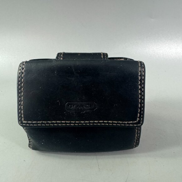 Vintage Coach Black Leather Bifold Turn-lock Wallet - Picture 2 of 14
